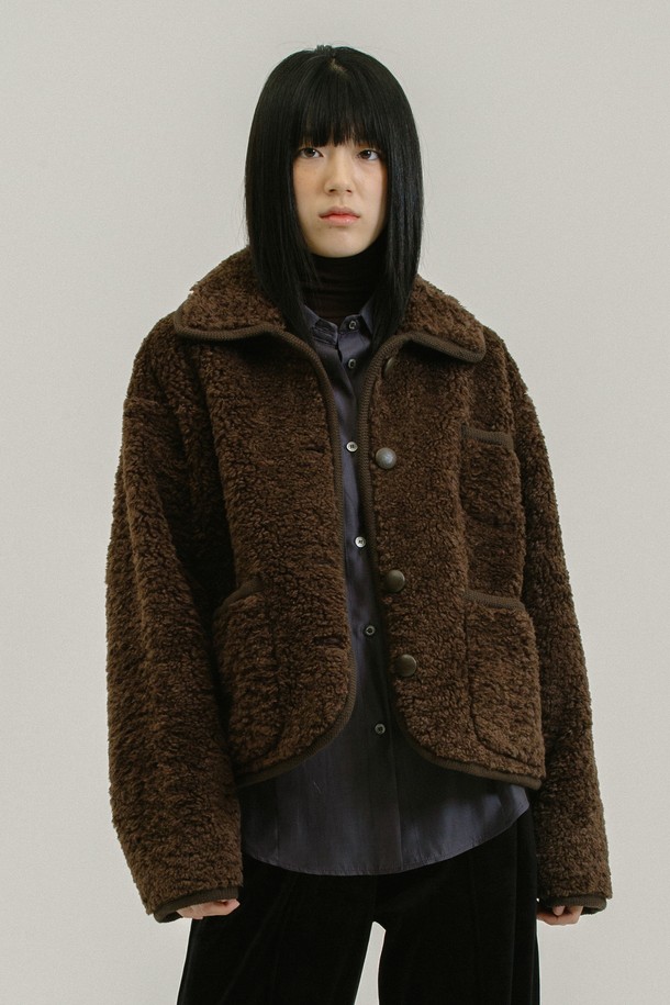 NEBELEVERYWEAR - 자켓 / 점퍼 - Eco Button Shearling Jacket_Brown