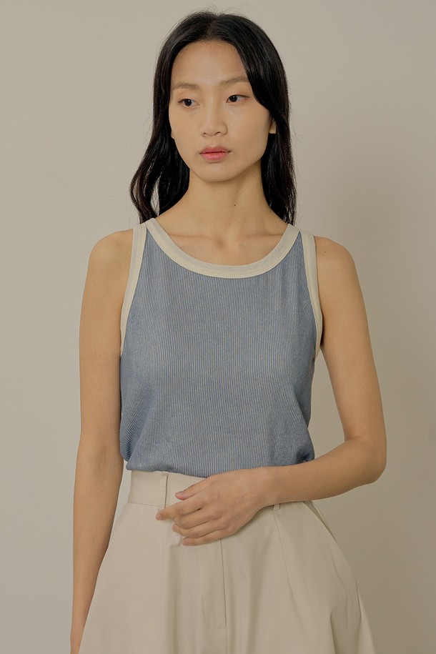 NEBELEVERYWEAR - 민소매티셔츠 - Combi sleeveless_light blue