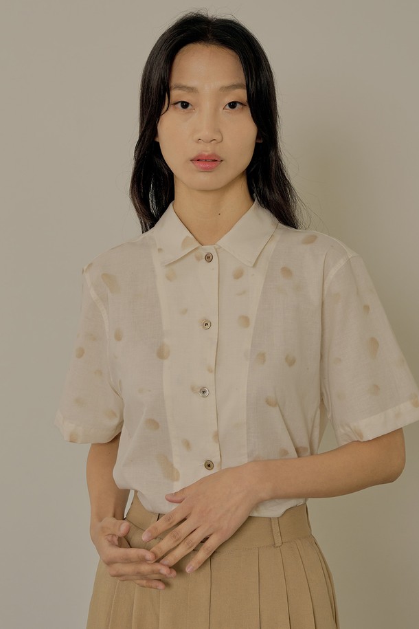 NEBELEVERYWEAR - 셔츠 - Dot cotton shirt_beige