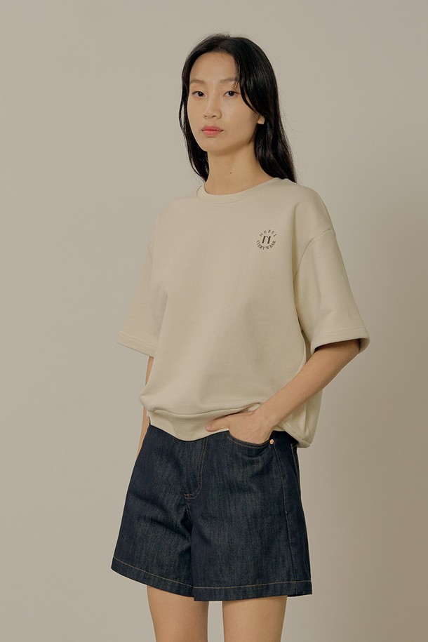 NEBELEVERYWEAR - 반소매 티셔츠 - Basic Sweatshirt_light beige