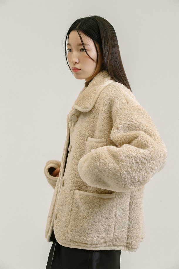 NEBELEVERYWEAR - 자켓 / 점퍼 - Eco Button Shearling Jacket_Light Beige