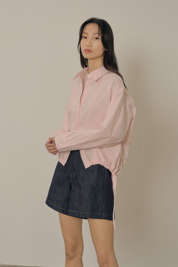 NEBELEVERYWEAR - 셔츠 - Back open cotton shirt_pale pink