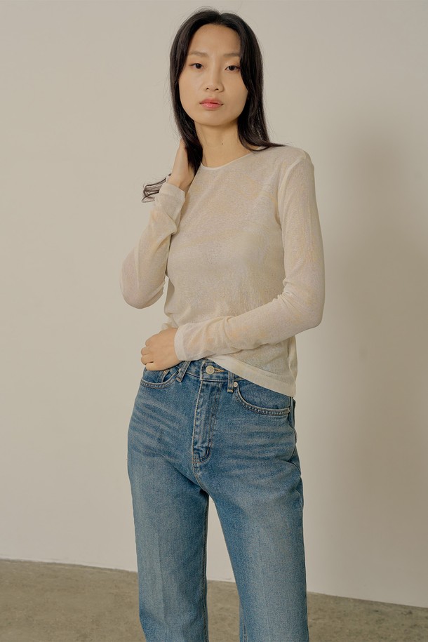 NEBELEVERYWEAR - 긴소매 티셔츠 - Marble long sleeves_beige