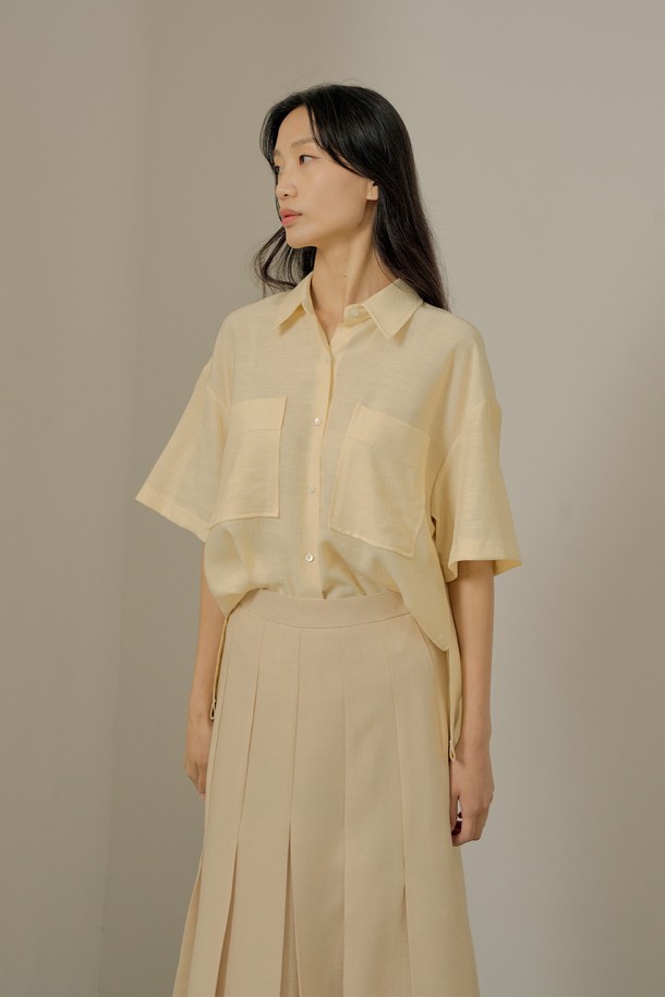 NEBELEVERYWEAR - 셔츠 - Wrinkle poket blouse_butter yellow