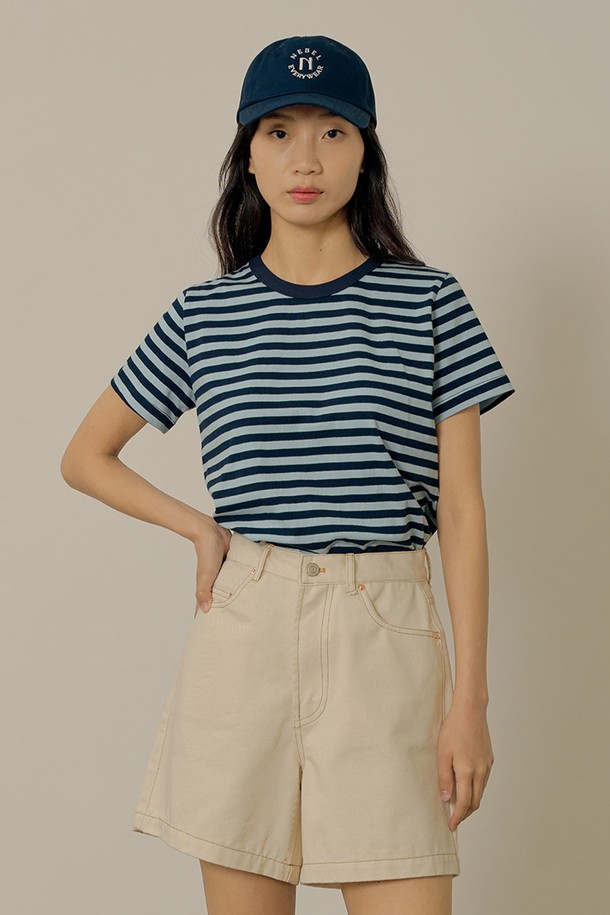 NEBELEVERYWEAR - 반소매 티셔츠 - Classic stripe t-shirt_blue