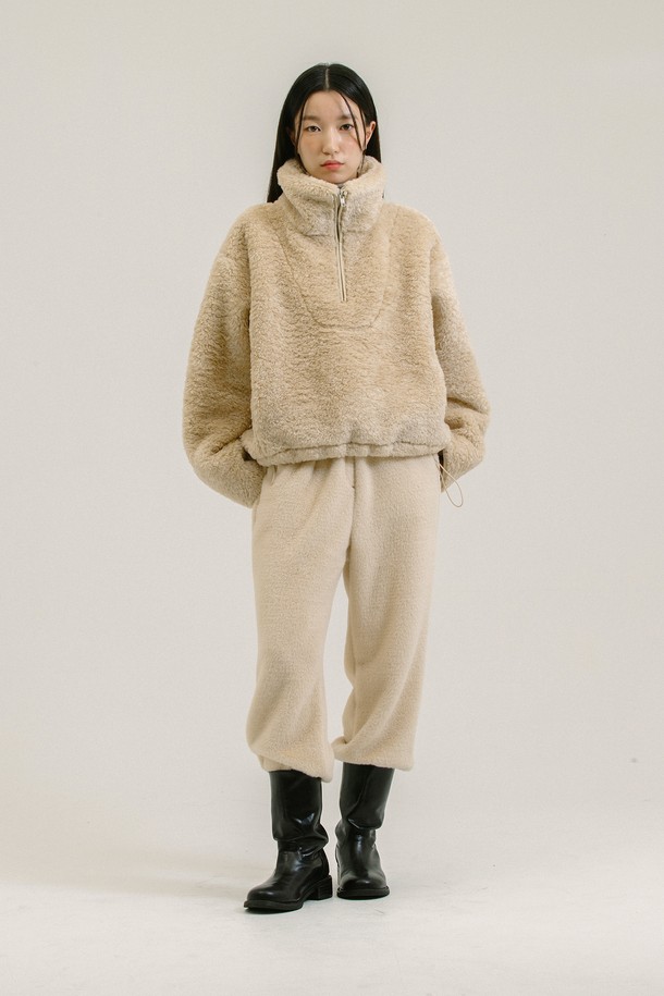 NEBELEVERYWEAR - 팬츠 - Fur Banding Pants_Ivory