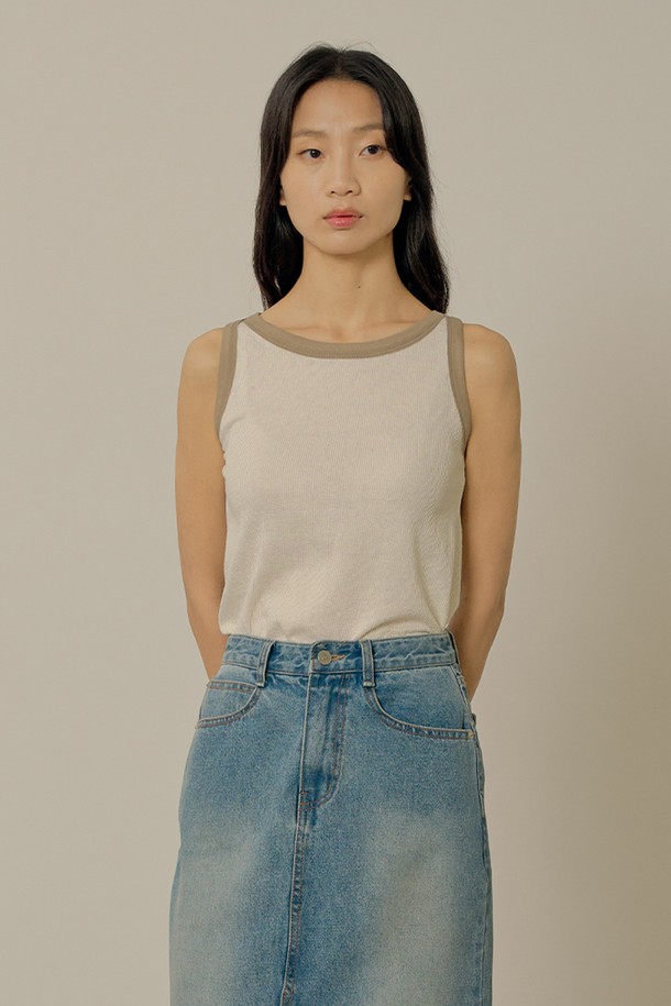 NEBELEVERYWEAR - 민소매티셔츠 - Combi sleeveless_ivory