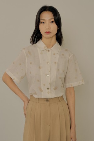 Dot cotton shirt_beige