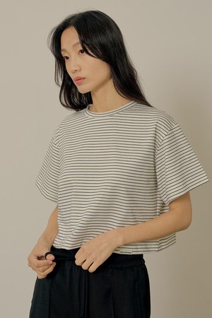 Crop stripe t-shirt_white