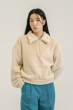 Fur Half Zip up_Ivory