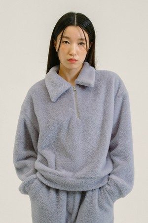 Fur Half Zip up_Light Blue