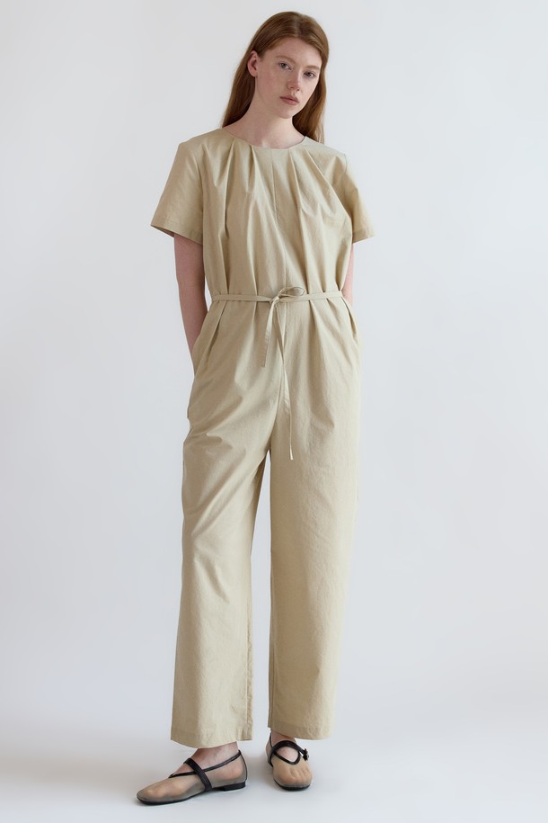 NEBELEVERYWEAR - 점프수트 - Cotton Pleats Jumpsuit_Beige