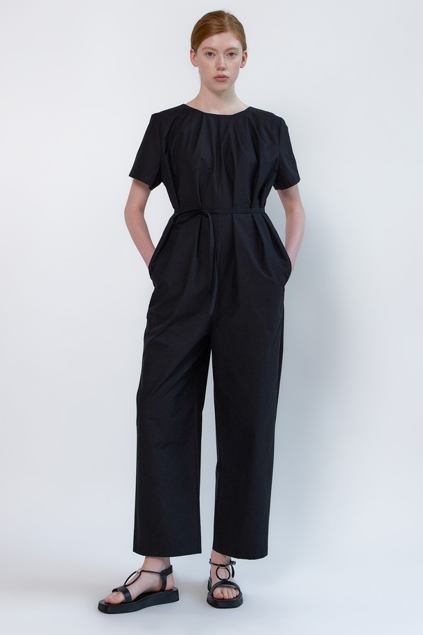 NEBELEVERYWEAR - 점프수트 - Cotton Pleats Jumpsuit_Black