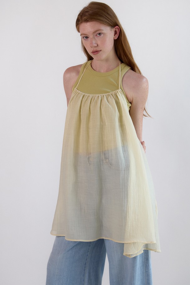 NEBELEVERYWEAR - 민소매티셔츠 - Tencel Wrinkle Sleeveless_Cream