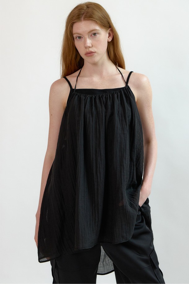 NEBELEVERYWEAR - 민소매티셔츠 - Tencel Wrinkle Sleeveless_Black