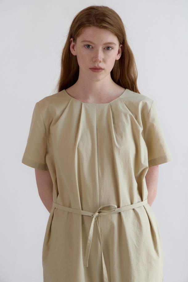 NEBELEVERYWEAR - 점프수트 - Cotton Pleats Jumpsuit_Beige