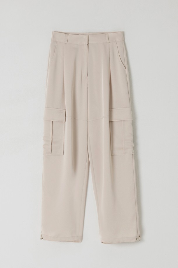 NEBELEVERYWEAR - 롱/미디팬츠 - Satin Cargo Pants (2 Color)