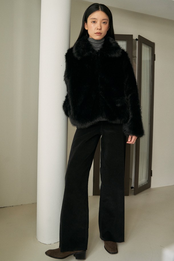 NEBELEVERYWEAR - 자켓 - Eco Soft Fur Jacket_Black (Short)