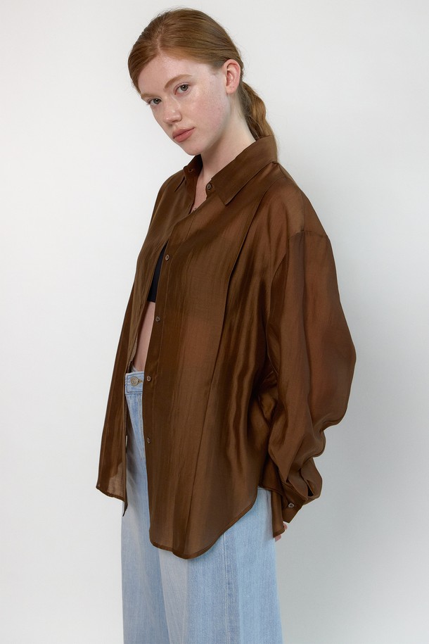 NEBELEVERYWEAR - 셔츠 - Tencel soft shirt_Brown