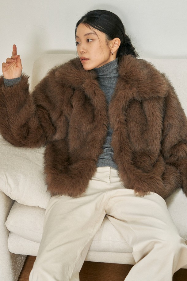 NEBELEVERYWEAR - 자켓 - Eco Soft Fur Jacket_Deep Brown (Short)