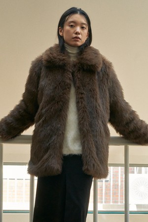 Eco Soft Fur Jacket_Deep Brown (Long)