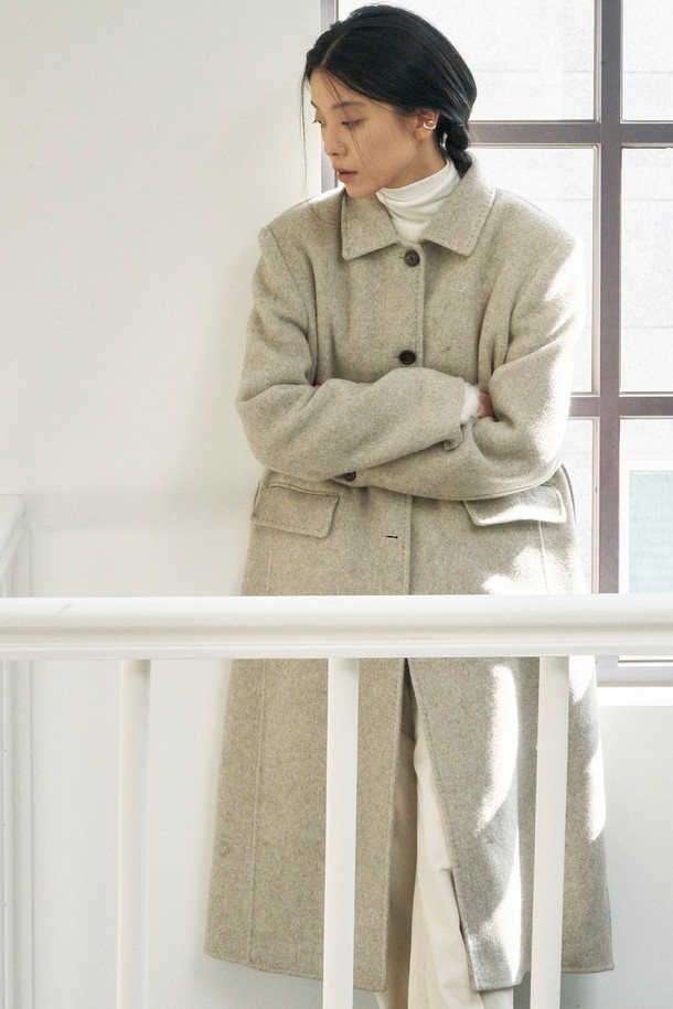 NEBELEVERYWEAR - 코트 - Premium Belted Single Handmade Coat_Oatmeal