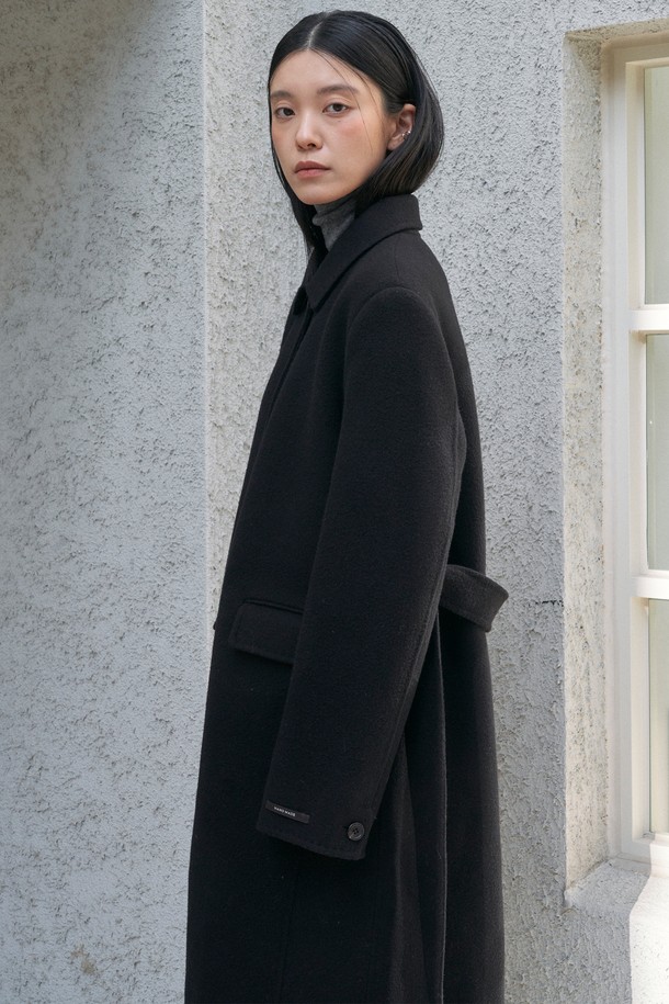 NEBELEVERYWEAR - 코트 - Premium Belted Single Handmade Coat_Black