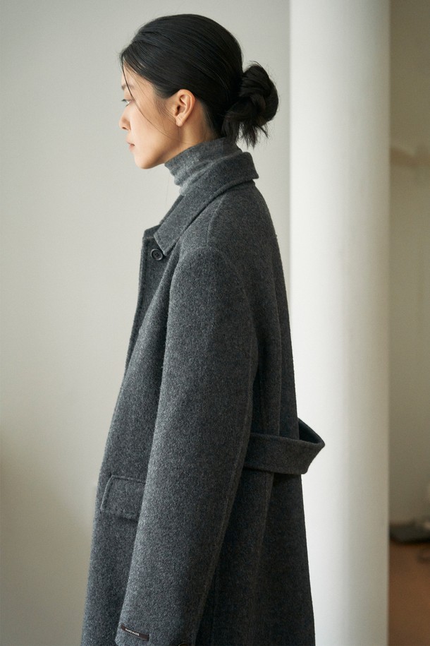 NEBELEVERYWEAR - 코트 - Premium Belted Single Handmade Coat_Charcoal