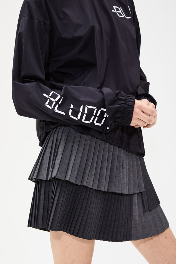 BLUDOT - 미니스커트 - [BLUDOT] LAYERED PLEATS CULOTTE (SHORT)_GY