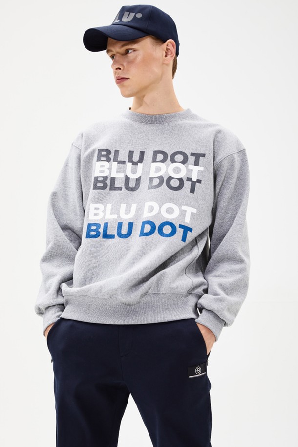 BLUDOT - 스웨트셔츠 - [BLUDOT] REVERSE WEAVE PRINT MTM_GY