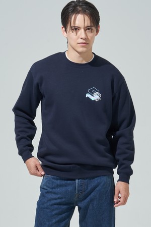 [BLUDOT][CASUAL LINE] 쇼피스 그래픽 기모 스웻셔츠(MEN)_NAVY-a