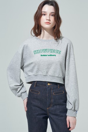 [BLUDOT][CASUAL LINE] 쇼피스 벌룬슬리브 크롭 스웻셔츠_GREY-a