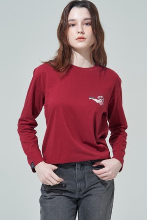 [BLUDOT][CASUAL LINE] 쇼피스 그래픽 긴팔 티셔츠_WINE-a