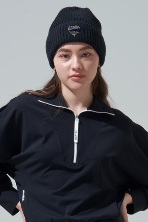 [BLUDOT] 하트 와펜 포인트 니트 비니_BLACK-a