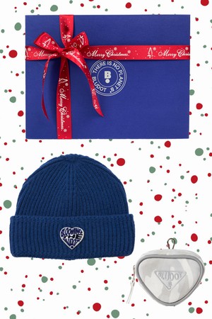 [BLUDOT] 블루닷 하트 비니 + 삼각 볼케이스 세트_BL_BLUE-a