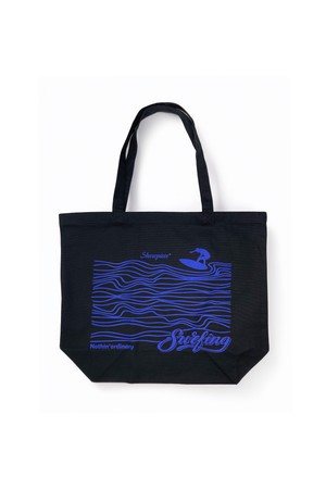 [BLUDOT][CASUAL LINE] 쇼피스 서핑 그래픽 캔버스 에코백 라지_BLUE-a
