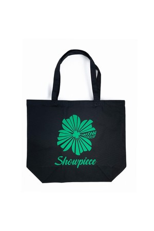 [BLUDOT][CASUAL LINE] 쇼피스 컷팅 클로버 그래픽 캔버스 에코백 라지_GREEN-a