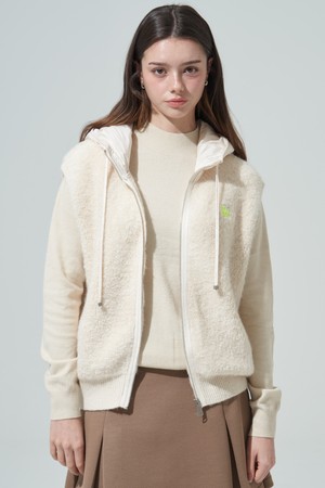 [BLUDOT] 소프트 부클 후드집업 베스트_IVORY-a