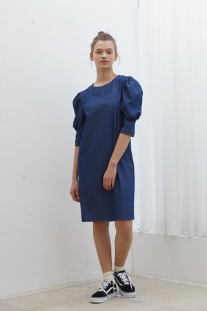 [20SS] PUFF SLEEVE DENIM DRESS_BL