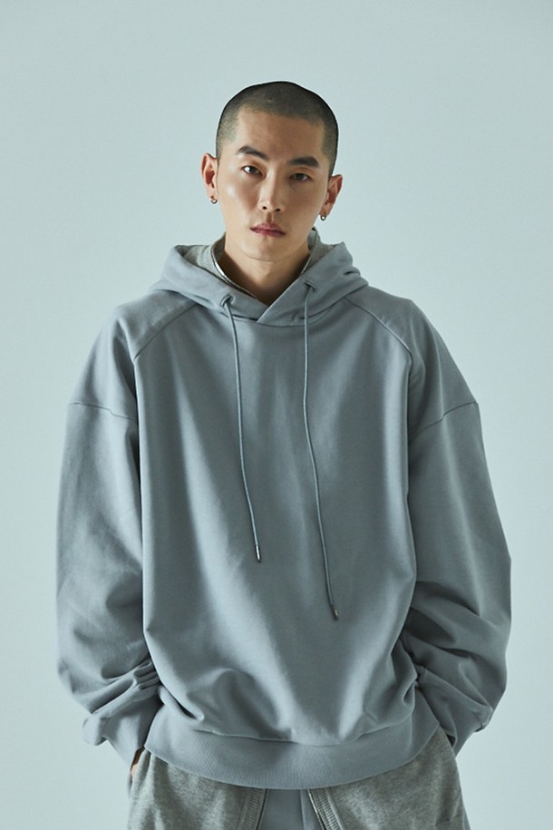 BDDN - 후디 - [BDDN]Over Hoodie with Back Logo_Light Grey