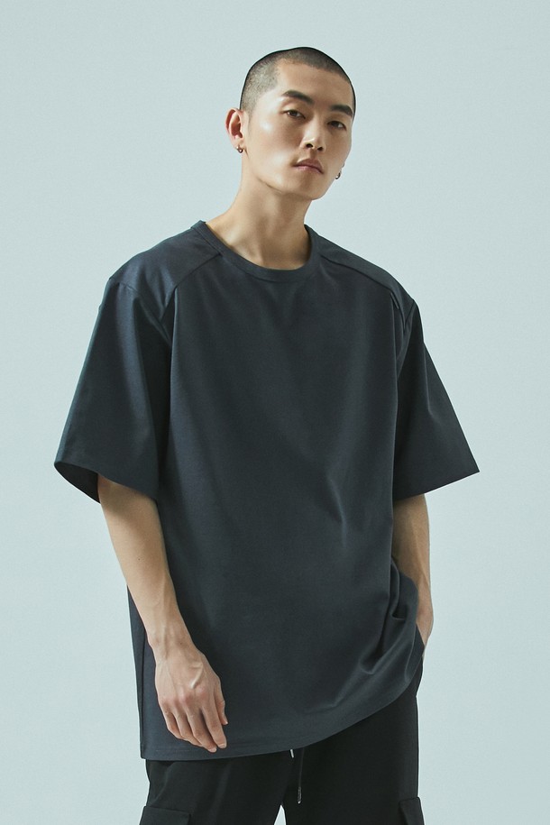 BDDN - 반팔티셔츠 - [BDDN]Over Crewneck T-shirt with Back Logo_Dark Grey