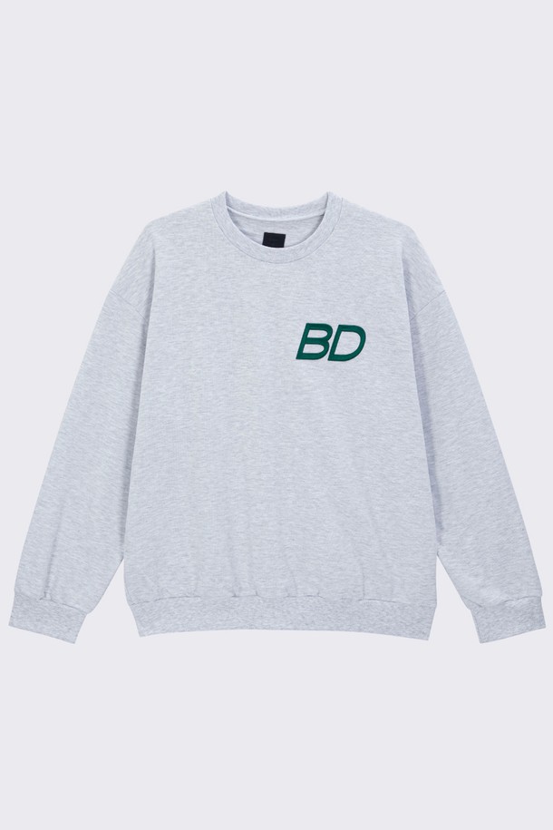 BDDN - 스웨트셔츠 - [BDDN]Loose Lettering Sweatshirt_Melange Grey_GREEN