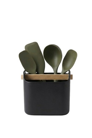 에바솔로 그린툴 조리도구 풀세트(조리도구통 타원 블랙,조리도구 4종)