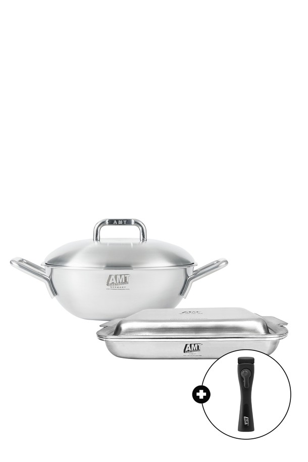 AMT 스텐 2종 세트(사각 컴바인팬, 양수웍 22)는 316Ti 스테인리스 스틸과 알루미늄으로 제작되어 열전도율과 보온성이 뛰어나고 내구성과 내식성이 강화된 주방용품입니다. 통 5중 구조와 이음새 없는 스파 용접 방식으로 제작되어 견고하며, 무수분/저수분 조리 및 베이퍼 실 효과를 통해 더욱 건강한 요리를 즐길 수 있습니다. 가스레인지, 핫플레이트, 전기레인지, 인덕션 등 다양한 열원에서 사용 가능하며, 내부 계량 눈금, 바닥면 로고 각인, 무게감 있는 뚜껑, 스팀 순환 시스템으로 디자인되었습니다. 국물 요리, 조림, 튀김 등 다용도로 활용할 수 있으며, 사각 컴바인팬, 양수웍, 굿핸즈 멀티 손잡이 1P로 구성되어 실용성을 더합니다.
