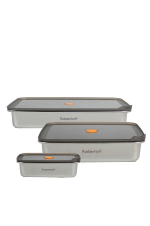 [레벤호프] 전자레인지용 스텐 밀폐용기 3종(직사각 600ml,1600ml,바트 2500ml)