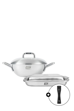 AMT 스텐 2종세트(사각 컴바인팬,양수웍22)(+사은품:굿핸즈 멀티 손잡이 1P)