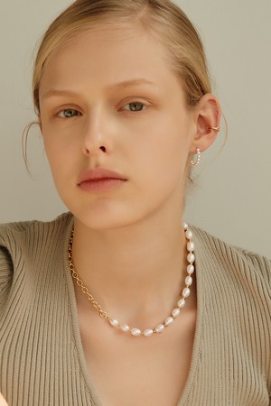 [silver925]clear pearl chain necklace_roaju