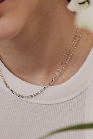 [silver925]half mix chain necklace_roaju