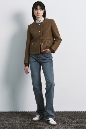 GLITTER TWEED JACKET_CAMEL