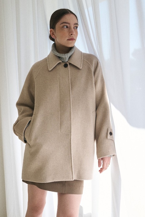 le abonne - 코트 - SINGLE WOOL HALF COAT_OATMEAL